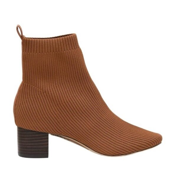 Joie Neely for Anthropologie Burnt Orange Rust Stretch Ribbed Sock Booties 7.5 - Picture 1 of 8